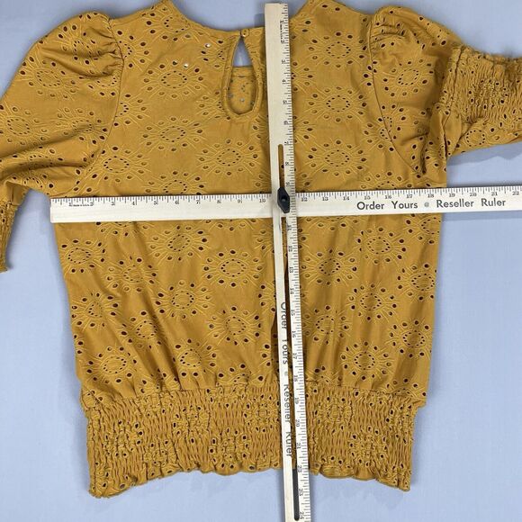 Lark and Grey Eyelet Blouse/Top Women's XL Yellow Cottage Fairy Modern Boho - Picture 13 of 13